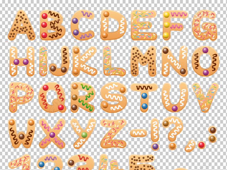 矢量免扣天猫圣诞饼干食品英文字母设计院