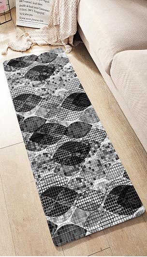 现代客厅黑白时尚地毯瑜伽垫厨房长条床边地毯