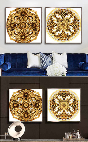 原创简约轻奢抽象流金岁月金色客厅装饰画