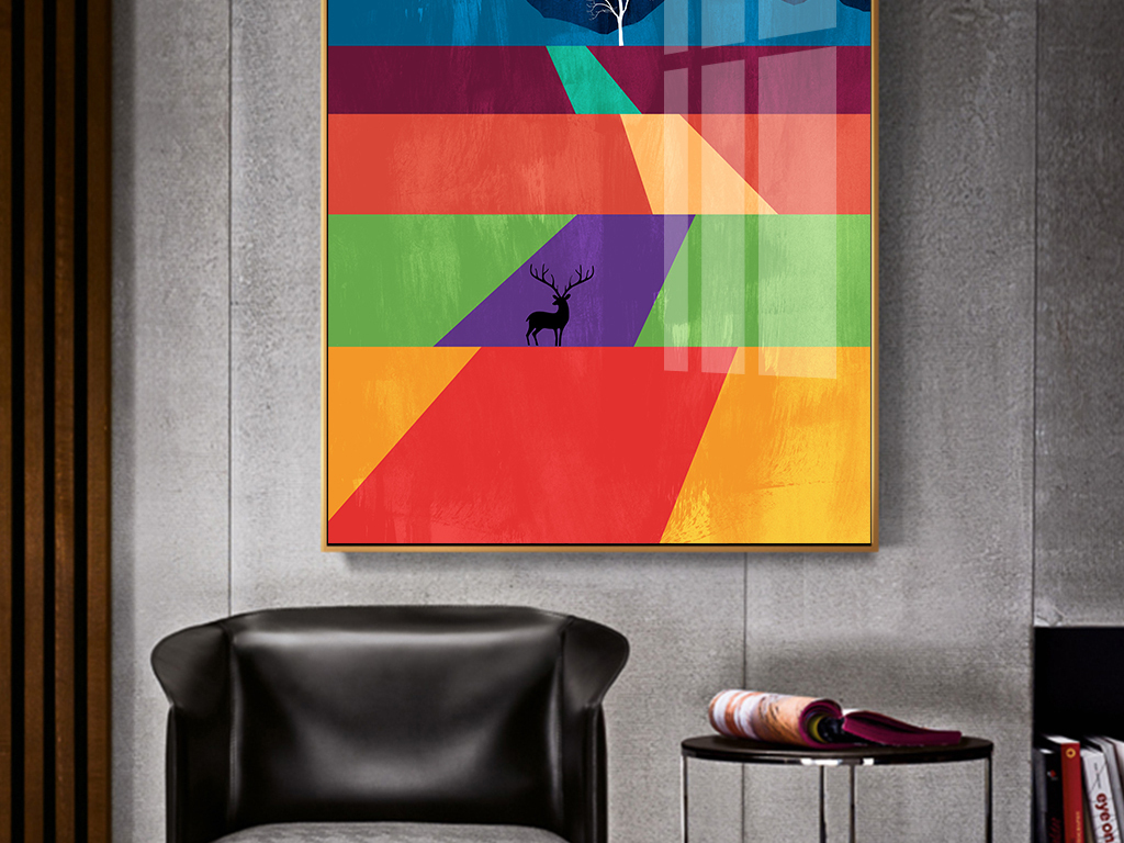 现代北欧风格水墨几何创意客厅玄关装饰画图片设计素材_高清模板下载