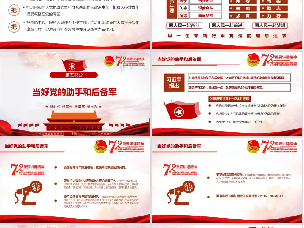 72重要讲话精神团委团课五四青年节PPT含wo