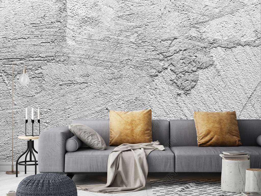 现代简约复古怀旧破旧水泥墙纹理壁画电视背景墙