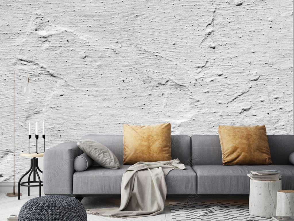 现代简约复古怀旧破旧水泥墙纹理壁画电视背景墙