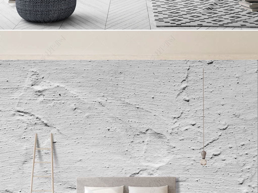 现代简约复古怀旧破旧水泥墙纹理壁画电视背景墙