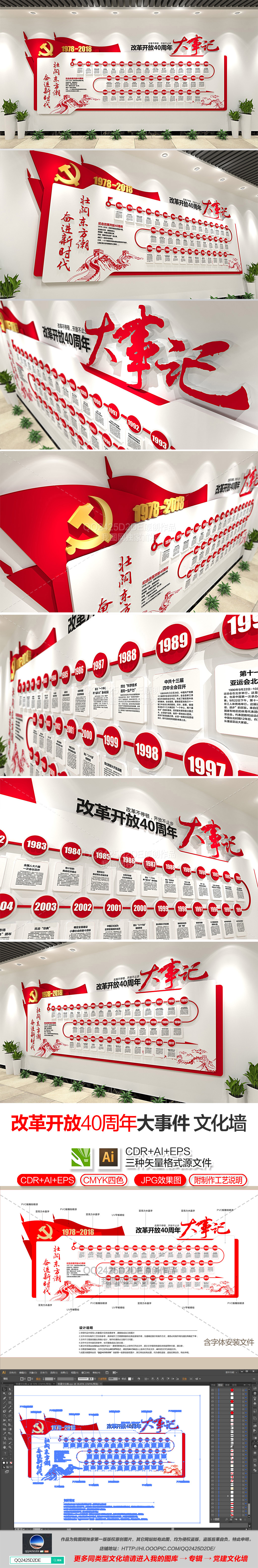 改革开放40周年大事记文化墙辉煌成就展板