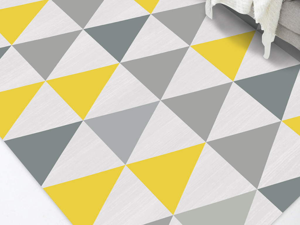 北欧现代简约时尚几何三角形图形灰黄地毯