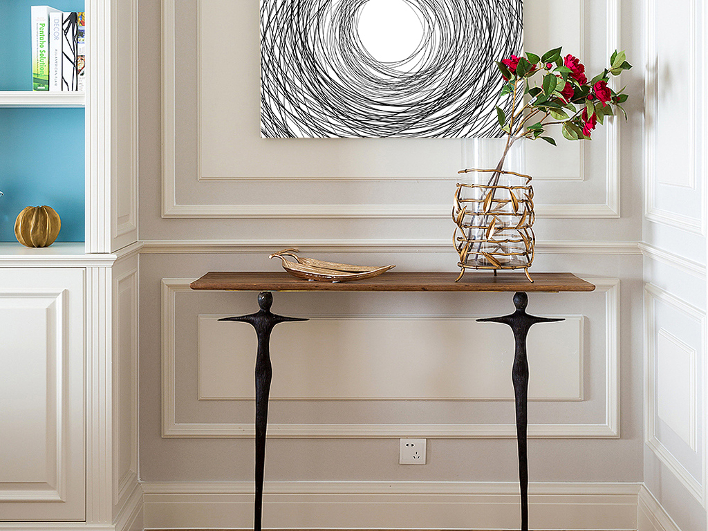 黑白抽象线条画圆形手绘自由极简线条装饰画客