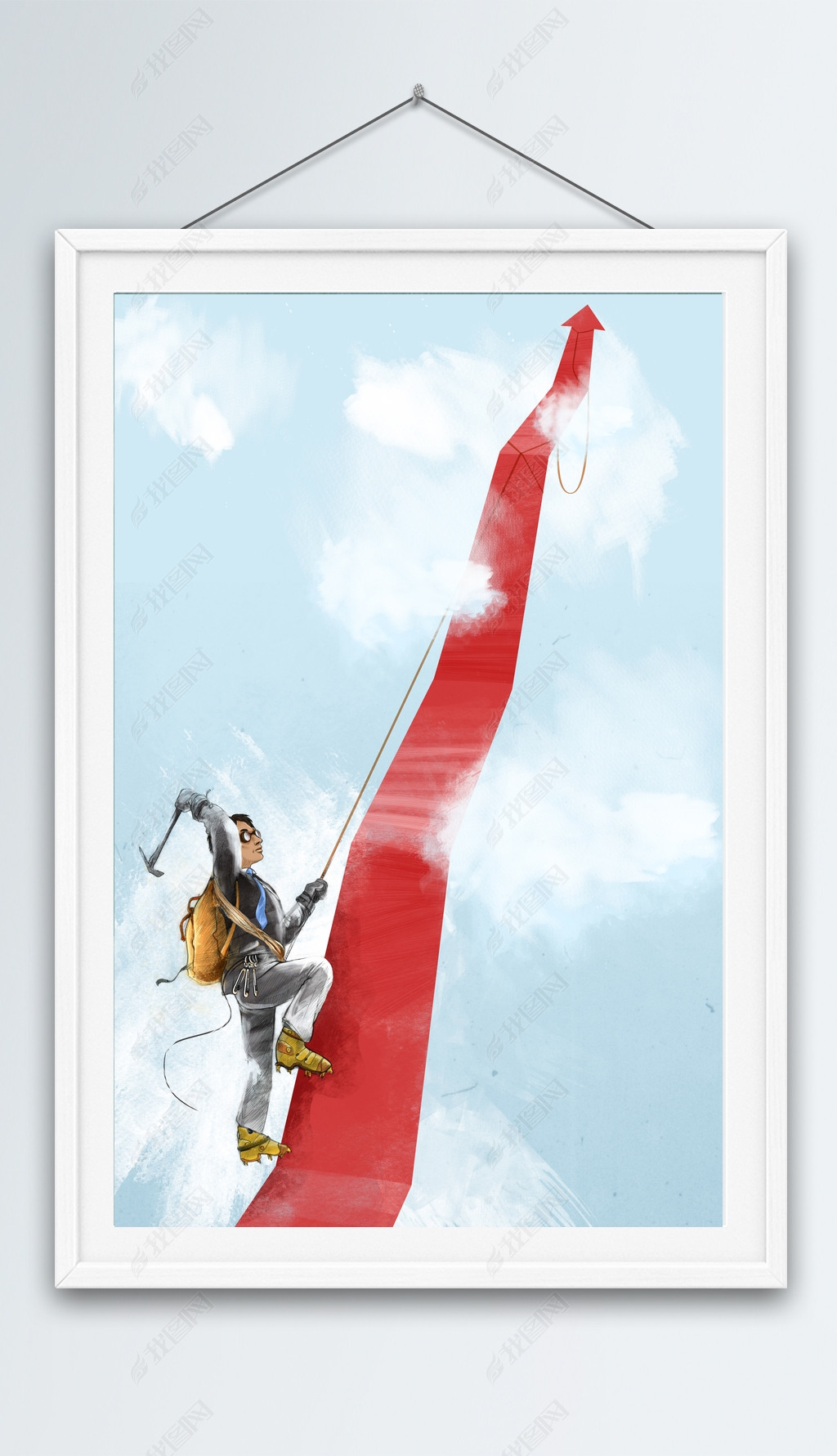 原创一步登天创意插画版权可商用