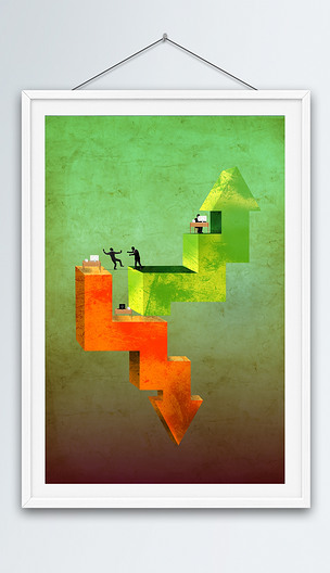 原创上升和下降指标创意插画