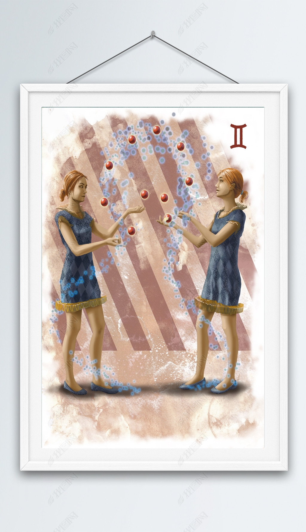 原创十二星座创意插画双子座