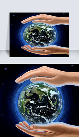 意境双手保护地球创意插画