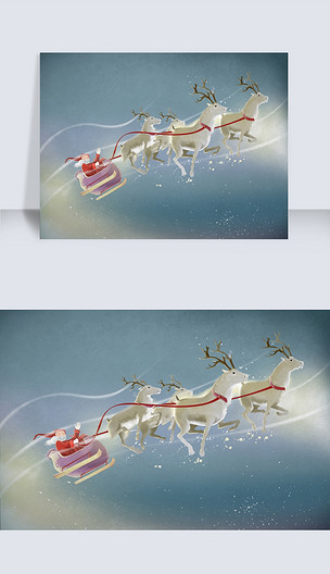 原创骑着麋鹿的圣诞老人创意插画版权可商用