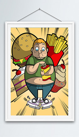 胖人图片插画|胖人的减肥烦恼插画