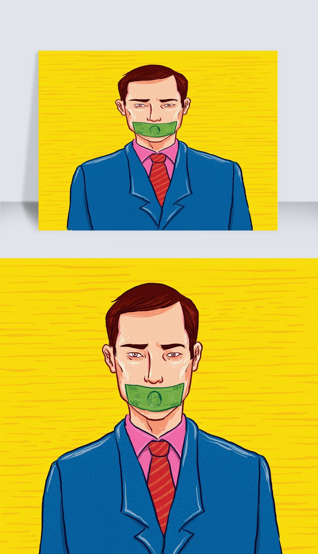 被金钱封口的人创意插画下载-编号20183646-其他-我图网