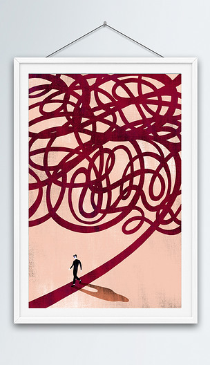 乱如麻的思维创意插画