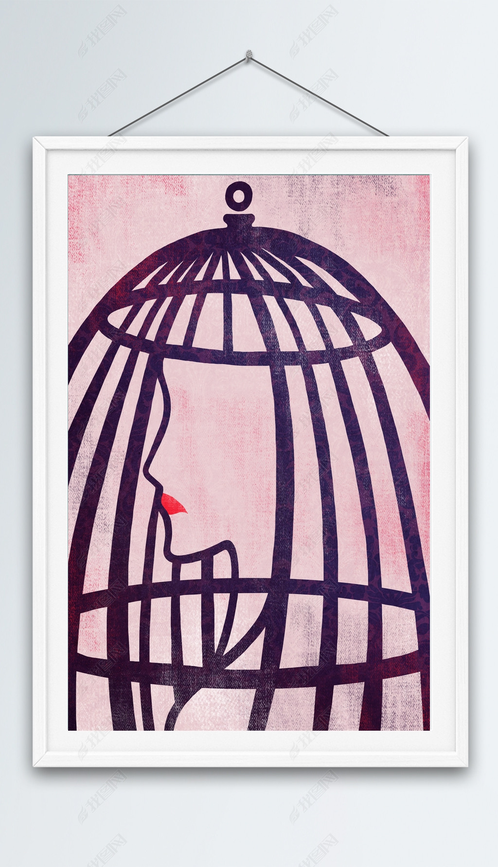 原创被笼子困住的女人创意插画版权可商用