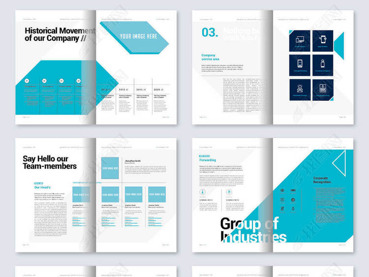 简洁大气企业宣传画册商务小册子ID模板