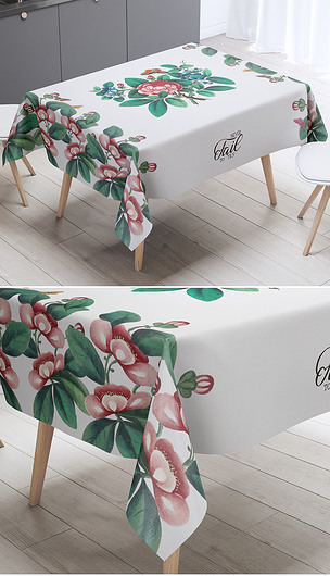 现代简约花卉水彩手绘桌布台布茶几布