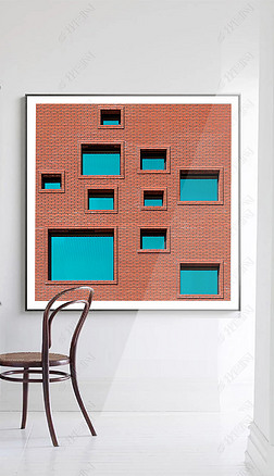 房屋黑白装饰画装饰画|现代简约砖墙房屋建筑客厅无框装饰画