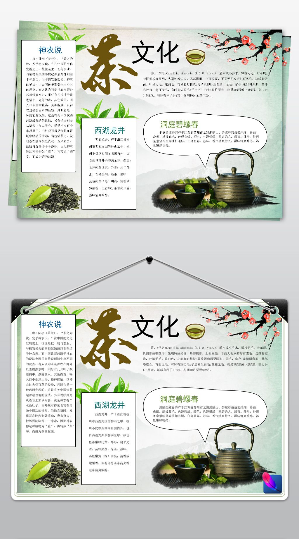 原创传统中国茶文化小报电子手抄报版权可商用