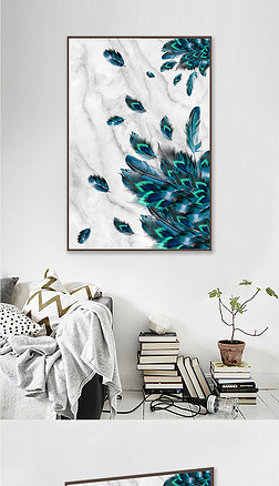 现代简约美式客厅沙发背景墙装饰画欧式玄关卧室床头壁画挂画羽毛