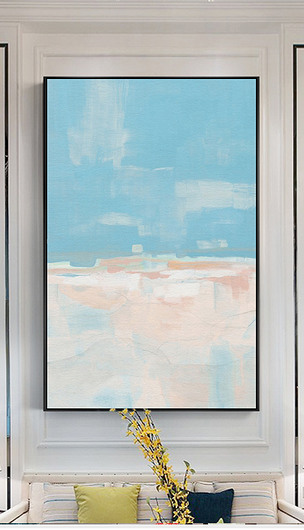 现代简约蓝色天空抽象装饰画无框画