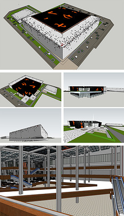 图书馆文化展览馆su模型