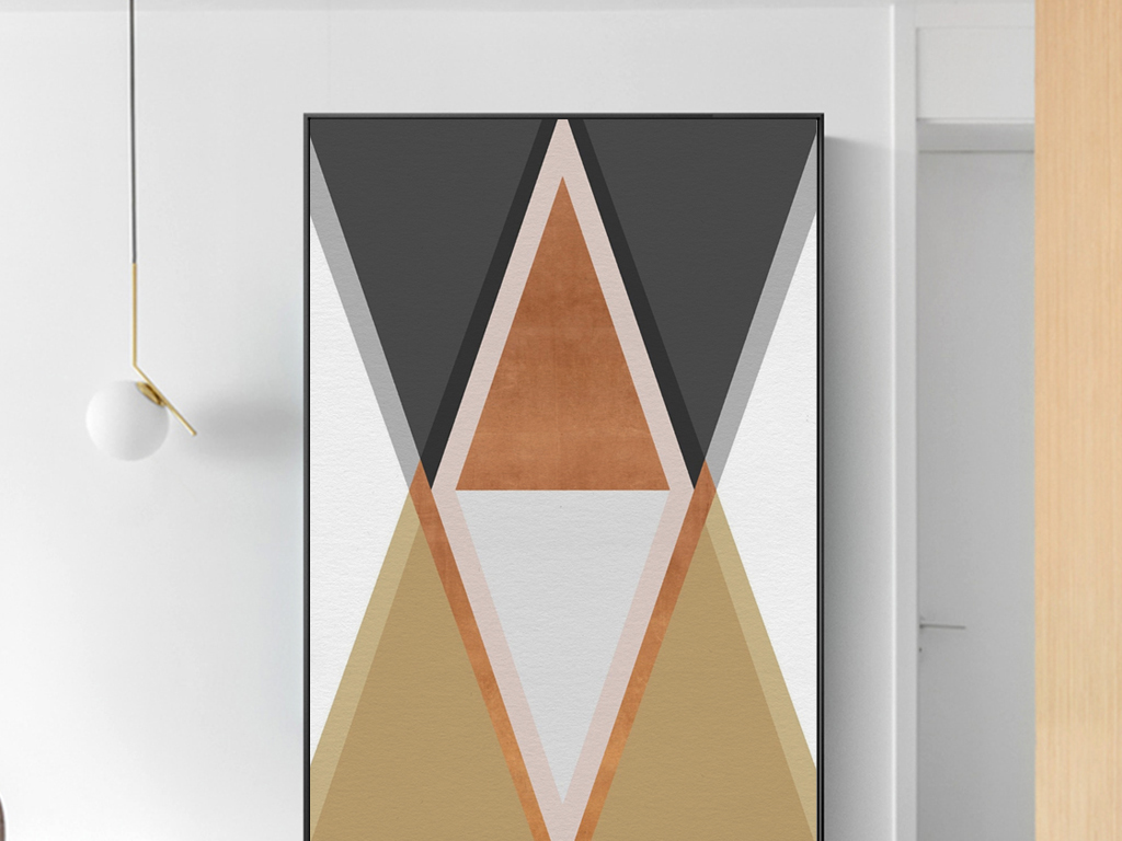 ins北欧简约金色抽象几何图案金箔新中式装饰画无框画