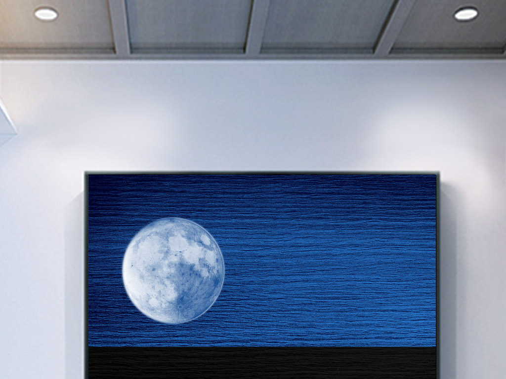 月亮升起来深蓝夜空北欧简约现代室内装饰画
