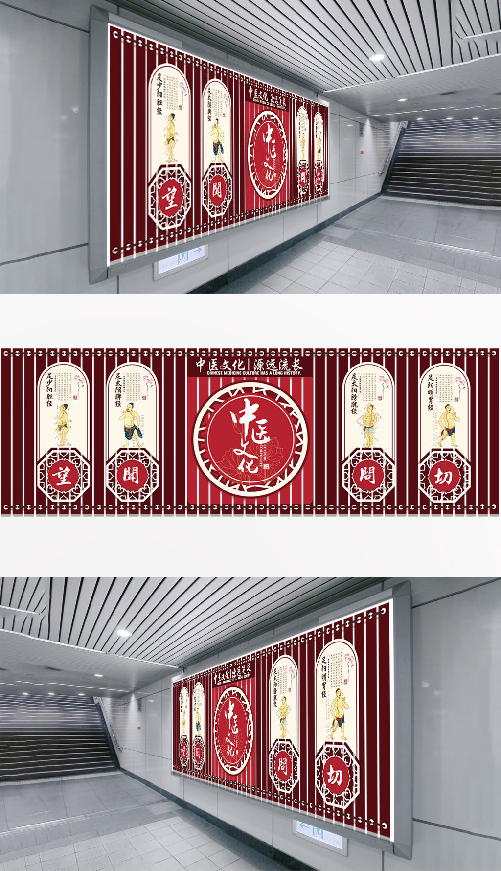 中国风中医文化经脉图微立体展板