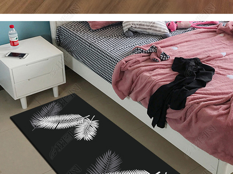 个性黑色网红房间卧室装饰地毯地垫
