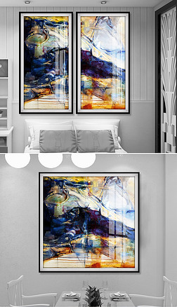 欧洲现代抽象油画客厅装饰画挂画组画背景墙
