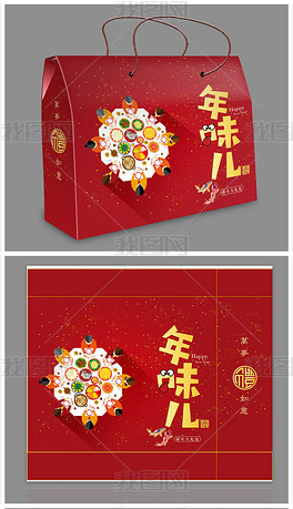 新年春节礼盒包装设计模板AI