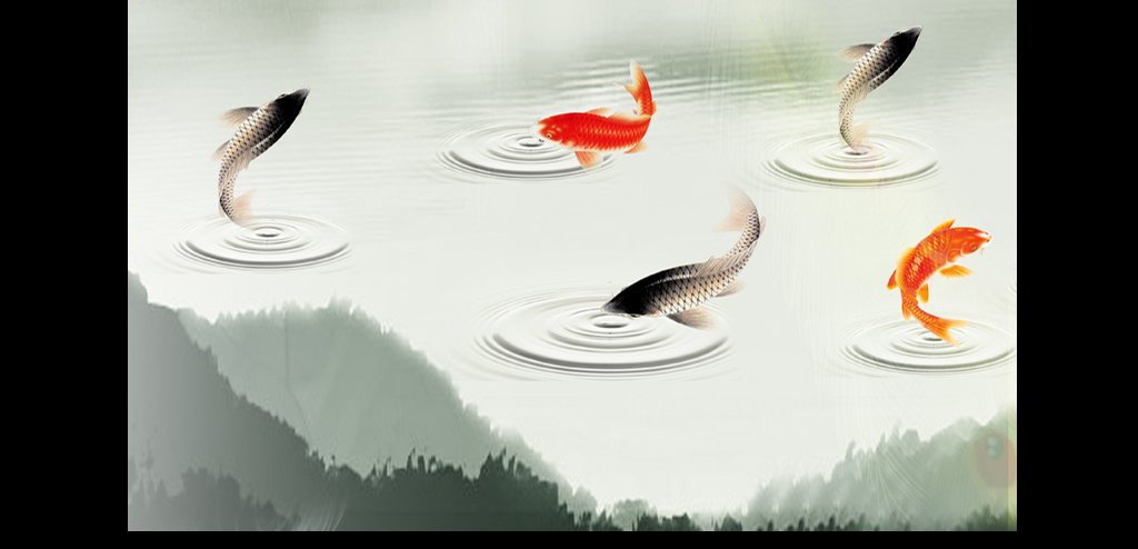 鸟语花香山水画玄关背景墙