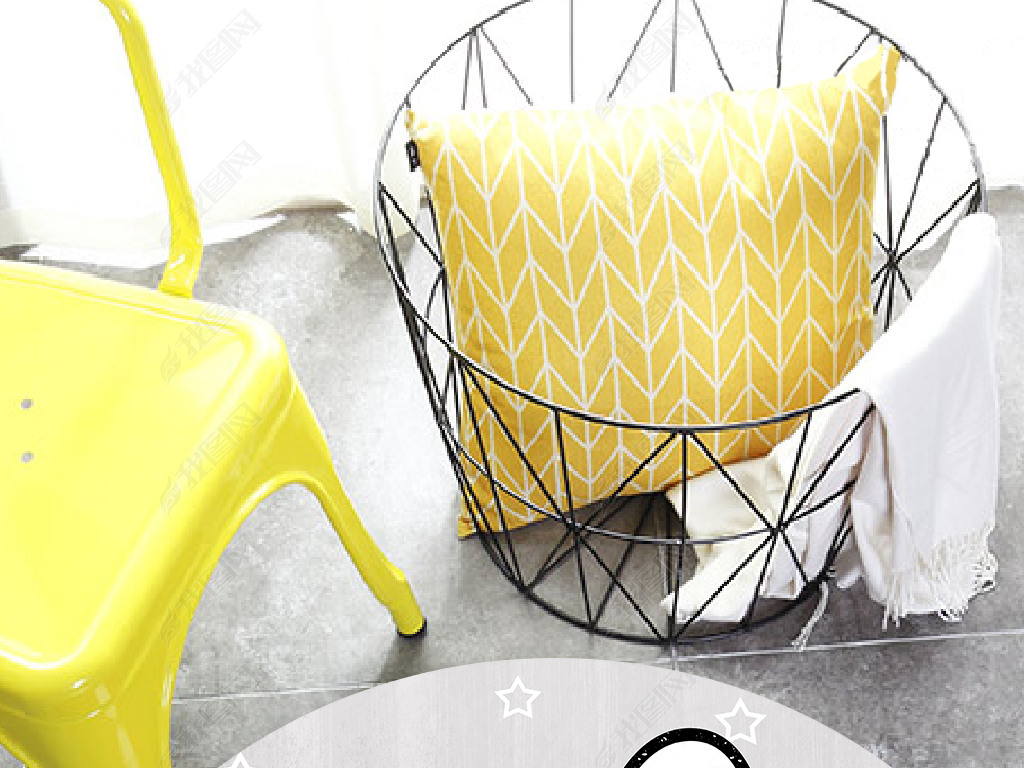 北欧简约小清新几何兔子鹰英文儿童圆形地毯