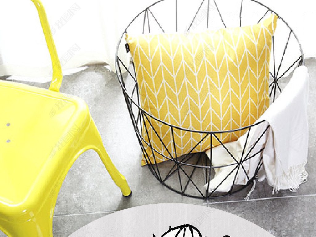 北欧简约小清新几何仙人掌英文灰色圆形地毯