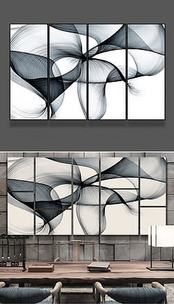 抽象黑白线条装饰画