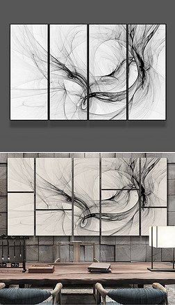 黑白抽象艺术装饰画