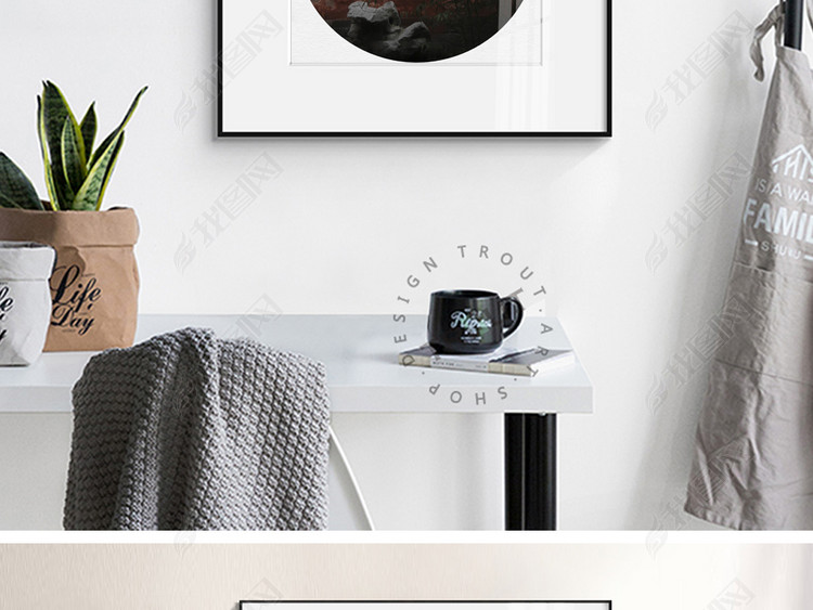 新中式抽象树枝竹林装饰画无框画