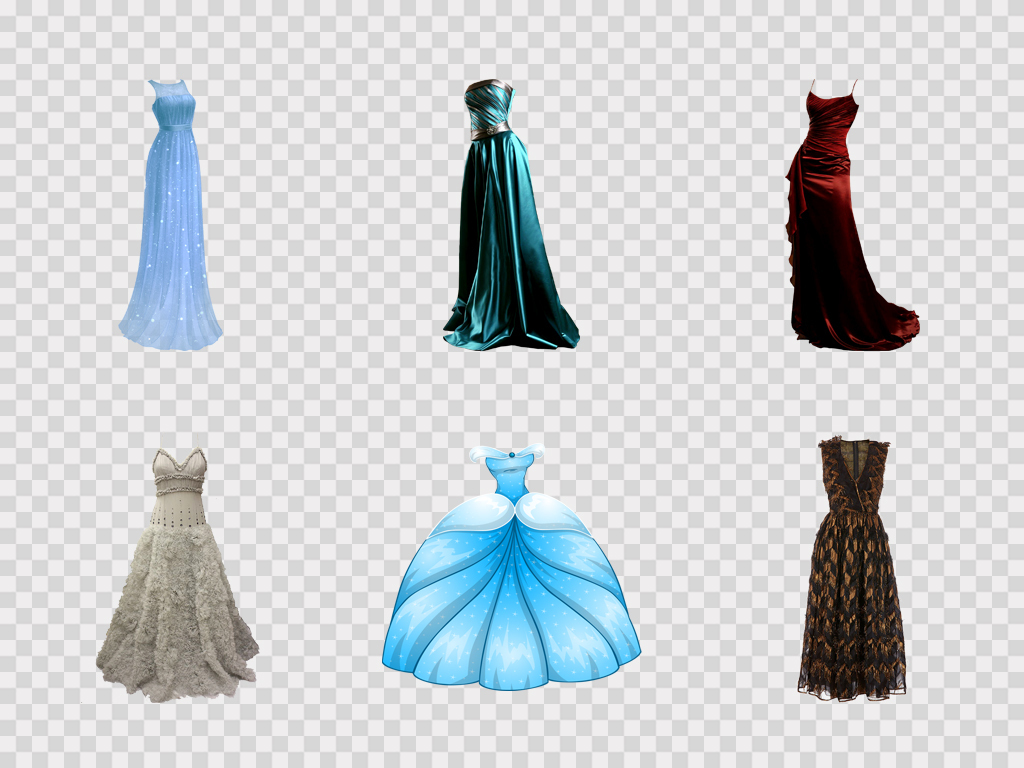 时尚女装裙子礼服连衣裙晚礼服PNG素材