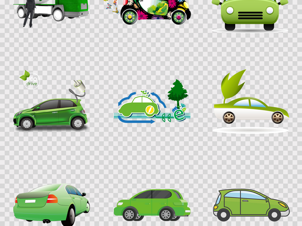 节能环保绿色低碳出行新能源汽车海报png素材