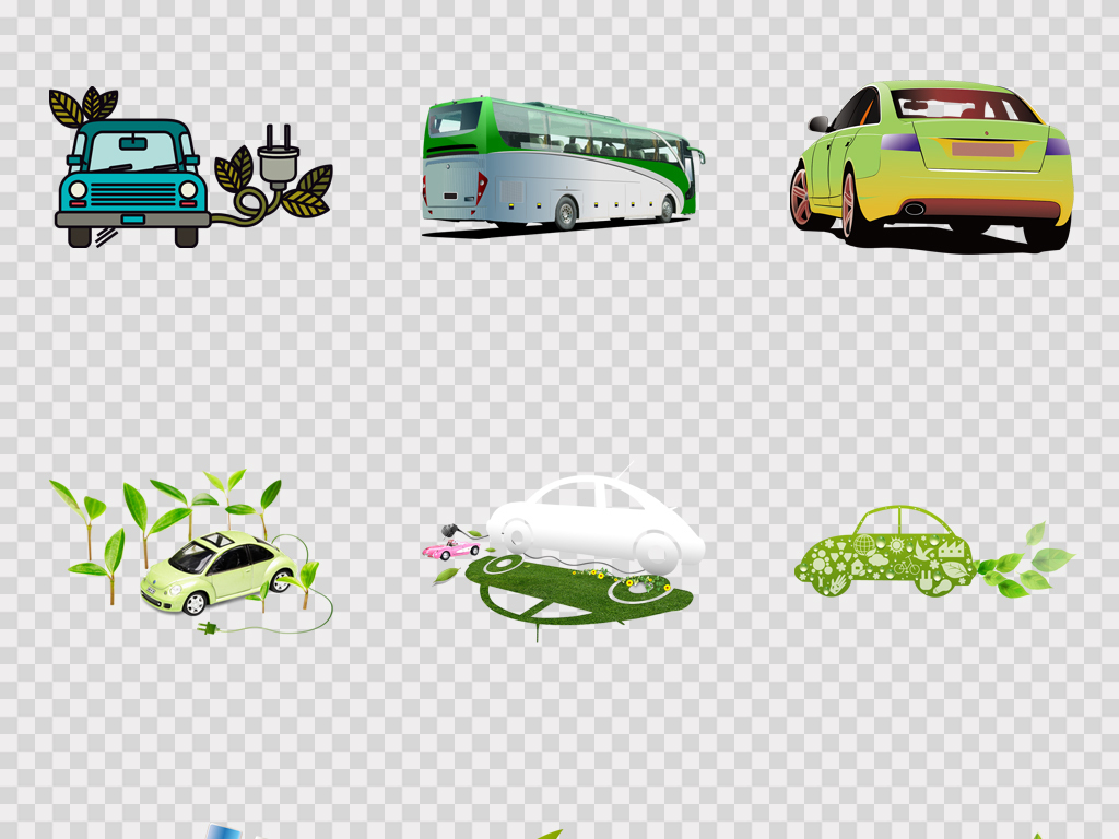 节能环保绿色低碳出行新能源汽车海报png素材