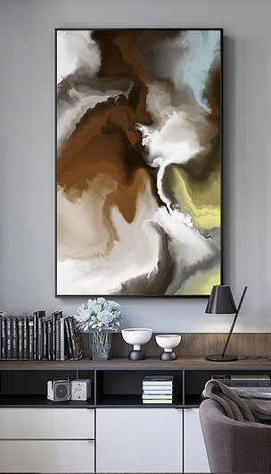 现代简约手绘抽象艺术油画玄关装饰画色彩