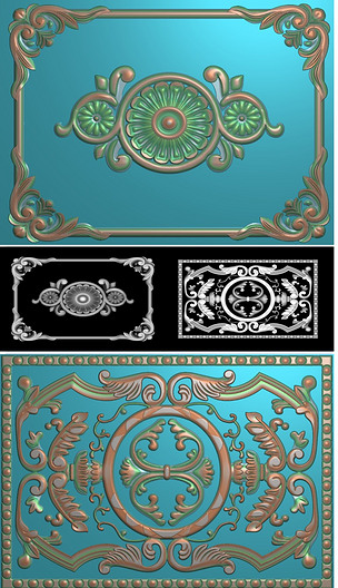 欧式洋花红木门窗雕花灰度图bmp格式精雕图