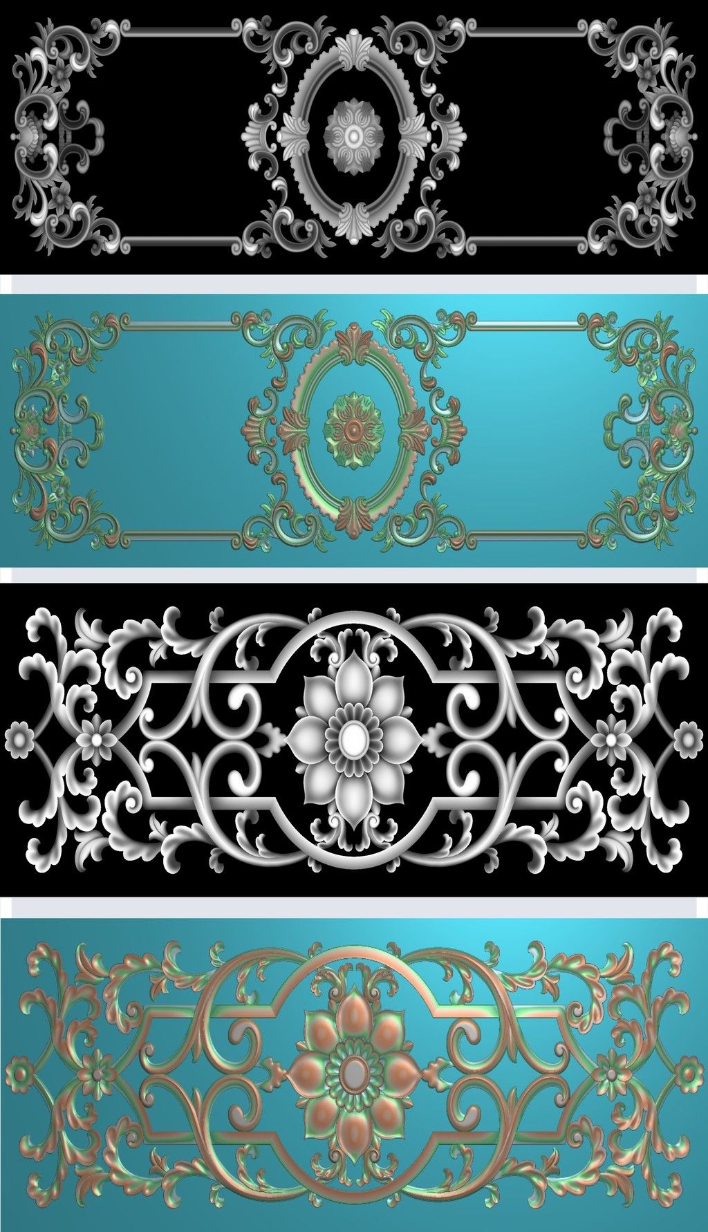 原创欧式洋花红木门窗雕花灰度图bmp格式精雕图