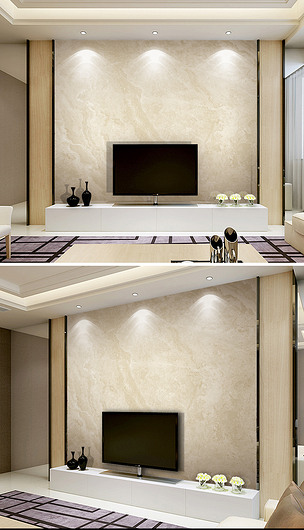 高档米黄石材大板背景墙