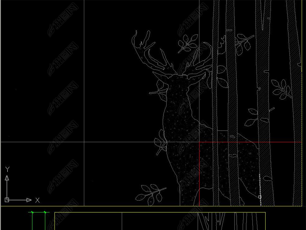 鹿水刀背景墙CAD