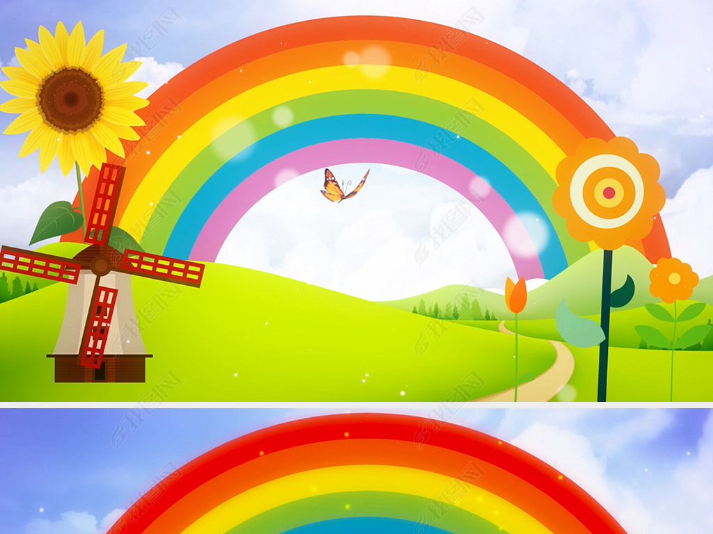 儿歌背景彩虹的约定六一儿童节卡通背景视频