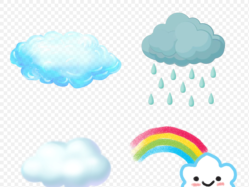 卡通手绘云朵海报素材背景图片PNG免抠透明