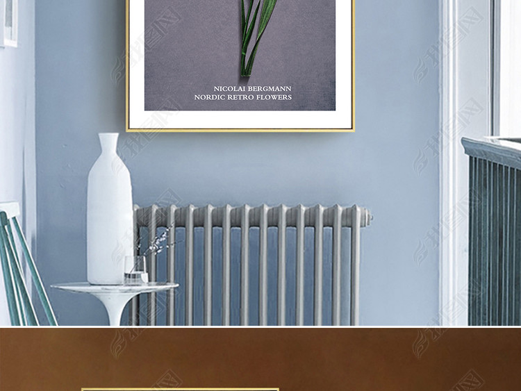 大气简约复古装饰画美式无框画手绘花卉挂画